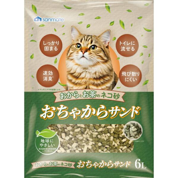 おからとお茶のネコ砂 おちゃからサンド 6L