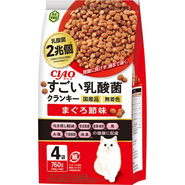 CIAO すごい乳酸菌クランキー まぐろ節味 760g(190g×4袋)