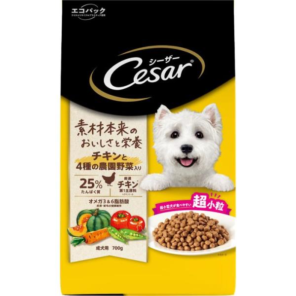 シーザードライ 成犬用 チキンと4種の農園野菜入り 超小粒 700g
