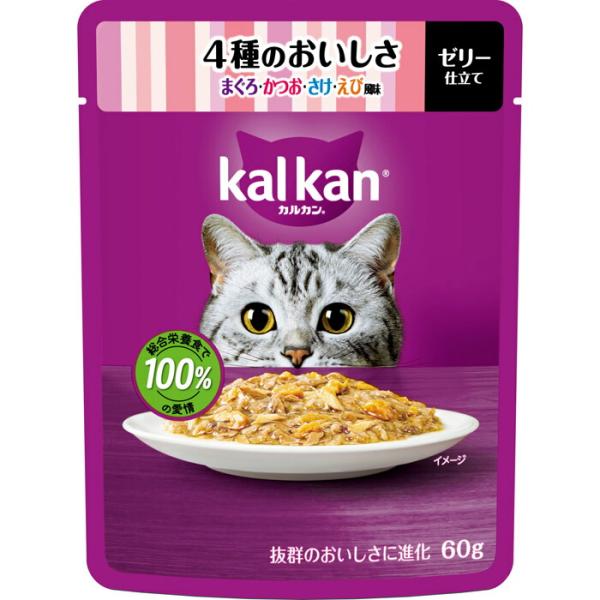 カルカン パウチ 4種のおいしさ まぐろ・かつお・さけ・えび風味 60g