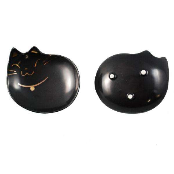 猫の耳 おやつ用 小皿 黒