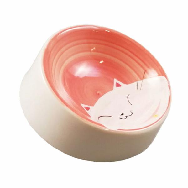 瀬戸焼 猫用 食器 猫の耳 Mタイプ 赤