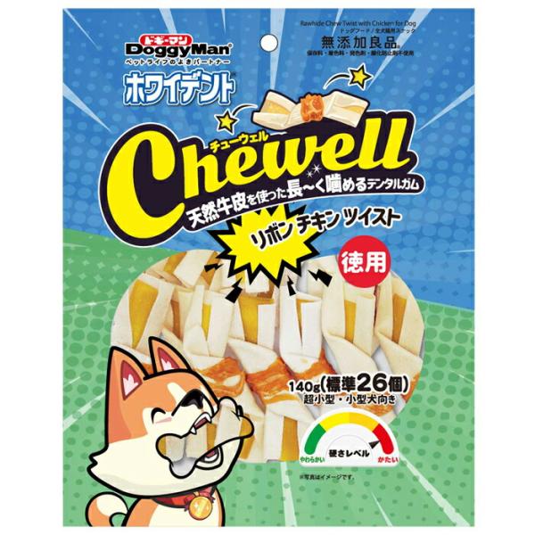 ドギーマン ホワイデント Chewell(チューウェル） リボンチキンツイスト 徳用 140g(標準...
