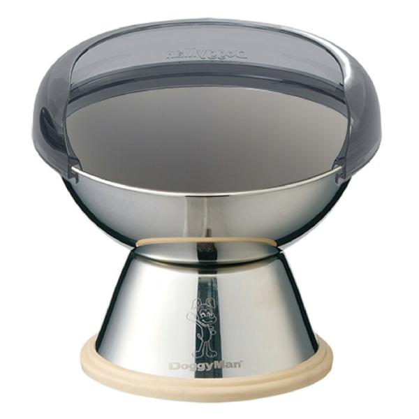 飲み水・フードの飛び散り防止カバー ドームタイプ＆ステンレスのテーブル食器 犬用 M