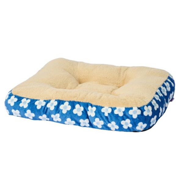 もこもこ スクエア クッション フラワーブルー L