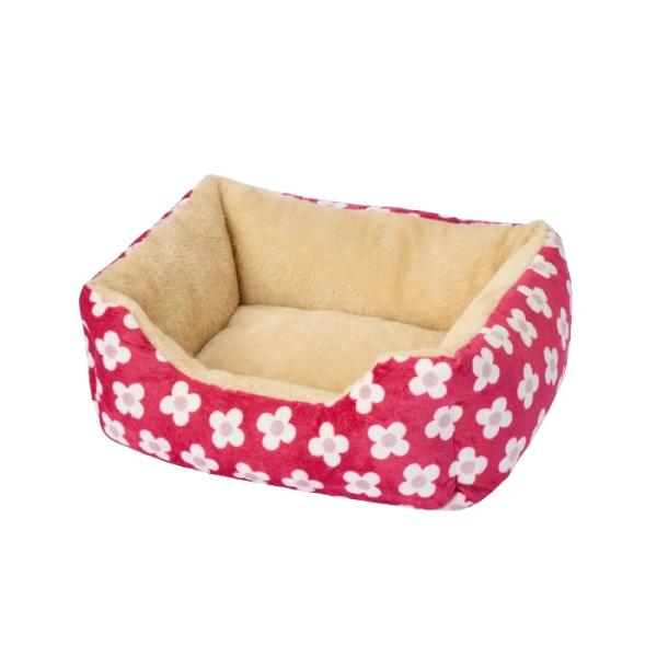 もこもこ カドラーベッド フラワーレッド S