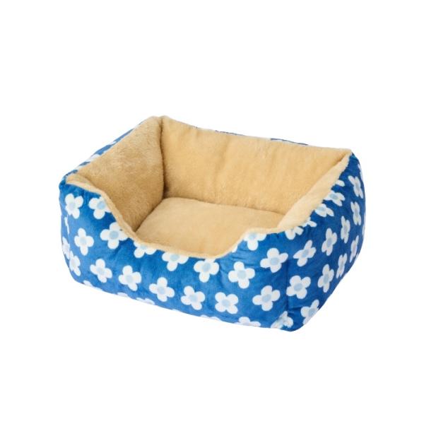 もこもこ カドラーベッド フラワーブルー S