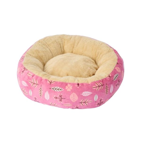 もこもこ ラウンドベッド リーフレッド M