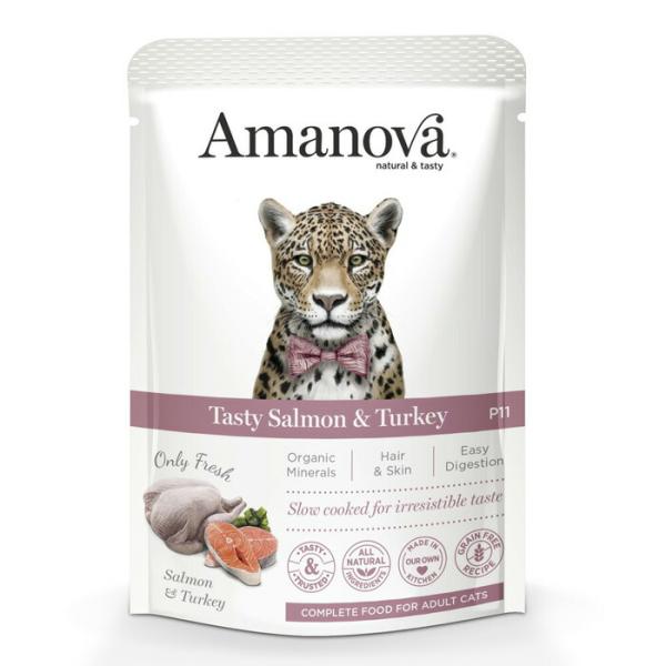 アマノバ（Amanova） パウチ テイスティ サーモン アンド ターキー 85g 【tt】