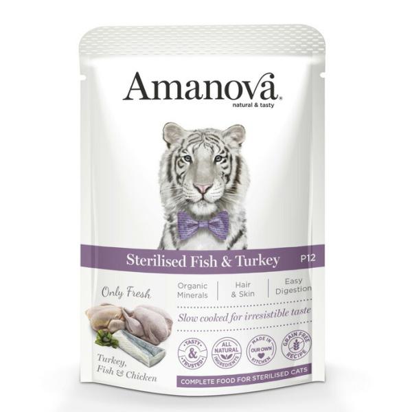 アマノバ（Amanova） パウチ ステアライズド フィッシュ アンド ターキー 85g 【tt】