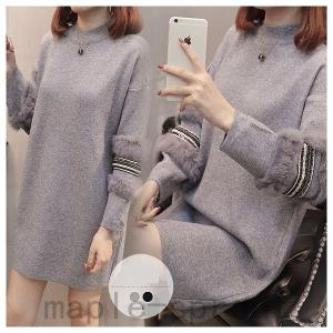 袖ファー付き ニット ワンピース チュニック の商品一覧 ファッション 通販 Yahoo ショッピング