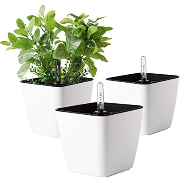 T4U 13.5cm 植木鉢 自己給水プランター 水位計付き 現代風 フラワーポット 観葉植物 多肉...