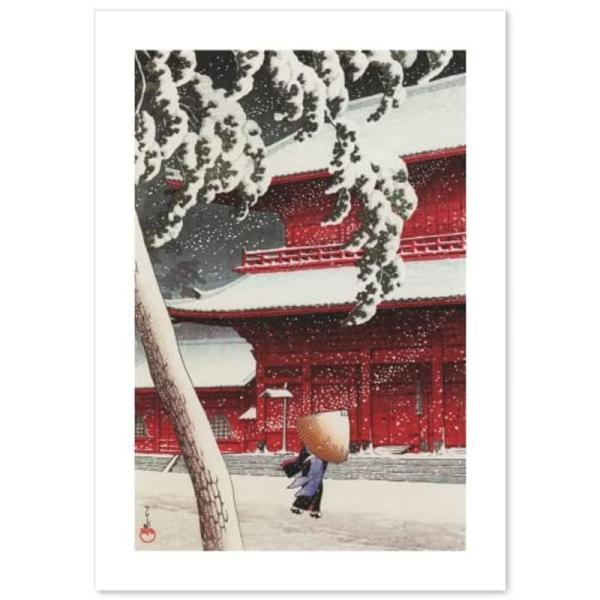 川瀬巴水 ポスター 版画 複製 『東京二十景 芝増上寺(浮世絵)』 A2サイズ日本製 インテリア 壁...