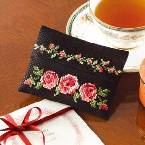 刺繍キット(クロスステッチ） ティッシュケース バラ : 手芸屋ポピー