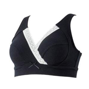 犬印 マタニティ ラクなのに美バストハーフトップ 授乳用(産前・産後) カシュクールタイプ ブラック  L