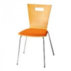（代引不可）カフェチェアー プライウッドチェアー座パッド付オレンジ LFP-16-OR