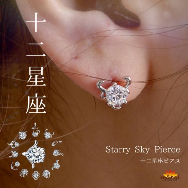 ピアス シンプル レディース 星座 一粒ジュエリー イヤリング アクセサリー スタッドピアス ビジュ...
