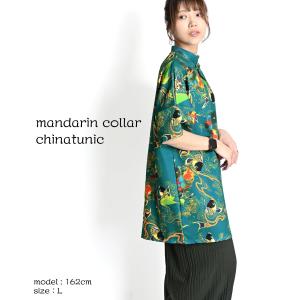 チャイナ シャツ ブラウス チュニック 半袖 ...の詳細画像3