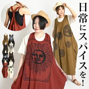 ワンピース ノースリーブ 春 夏 ロング マキシ丈 アジアン エスニック ワンピ ロングワンピース マキシワンピース 無地 プリント Y字 バック 爆買