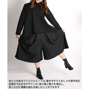 ワイドパンツ レディース ストライプ 柄 ガウ...の詳細画像4