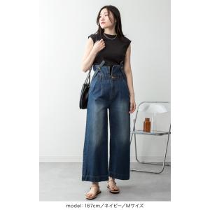 デニム サスペンダー ワイドパンツ サロペット...の詳細画像3