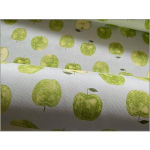 marble 50cｍ オックス 生地 布 プリント 青リンゴ アップル 林檎 ice gray 1B