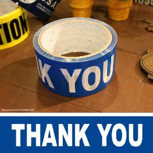 B4 パッキングテープ 梱包用テープ THANK YOU ブルー // DIY