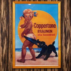 E4 アメリカ雑貨 アメリカン雑貨 FRAMED MINI POSTER フレーム付きミニポスター COPPEPTONE BRAUNEN・コパトーン 女の子と犬