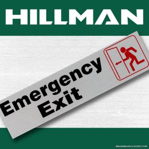 G6 HILLMAN インフォメーション・ステッカー アルミ風シール 5.1 x 21.6cm #12 / Emergency Exit 非常口  // アメリカン雑貨 / ネコポス可｜marblemarble