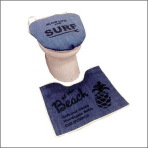 F4 トイレットセット #001 デニム ブルー トイレ 便座カバー トイレマット // ハワイアン サーフ SURF｜marblemarble