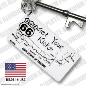 G5 CMプレート キーホルダー #004 ROUTE 66 Maint Street // ナンバープレート キーリング 男性 メンズ MADE IN USE アメリカン雑貨 ネコポス可｜marblemarble