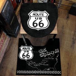 F4 トイレカバー トイレマット セット ROUTE 66 [ アメリカン ]｜marblemarble