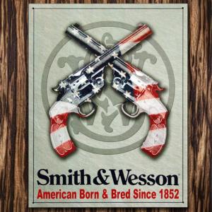 C3 ブリキ看板 Smith &amp; Wesson スミス＆ウェッソン 星条旗GUN  S＆W｜marblemarble