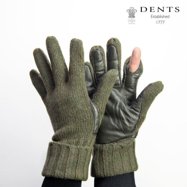 デンツ DENTS ニットグローブ ウール×本革レザー シューティンググローブ 手袋 メンズ