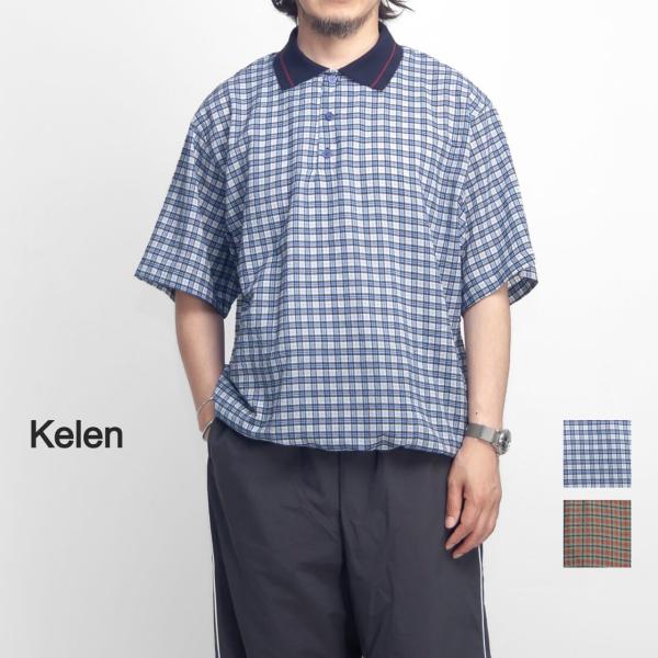 ケレン KELEN JAFAR ライン襟 チェックポロシャツ メンズ