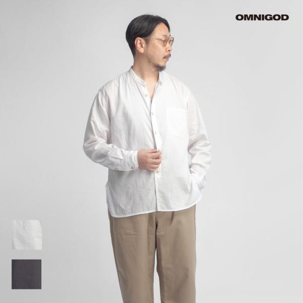 オムニゴッド OMNIGOD ダブルガーゼ バンドカラーワークシャツ 日本製 メンズ