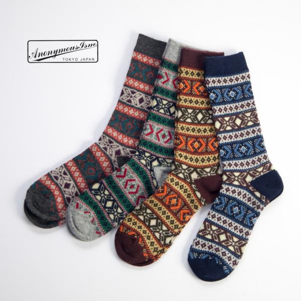 アノニマスイズム Anonymousism ノルディック クルーソックス 日本製 靴下 メンズ