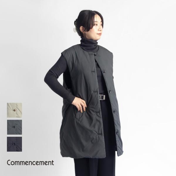 【セール価格】ノーカラーロングダウンベスト COMMENCEMENT コメンスメント NANGA ナ...