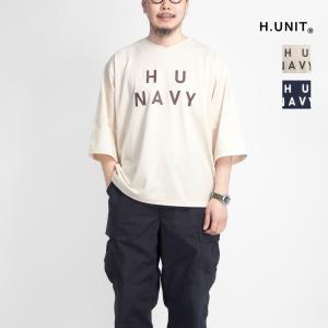 エイチユニット H.UNIT Vネック 7分袖プリントTシャツ 日本製 メンズ｜marcarrows