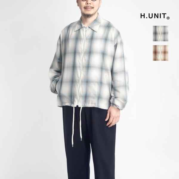 エイチユニット H.UNIT ジップシャツジャケット オンブレチェック 日本製 メンズ
