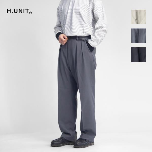 エイチユニット H.UNIT 2タック リフラクスウェザートラウザーズ 日本製 メンズ