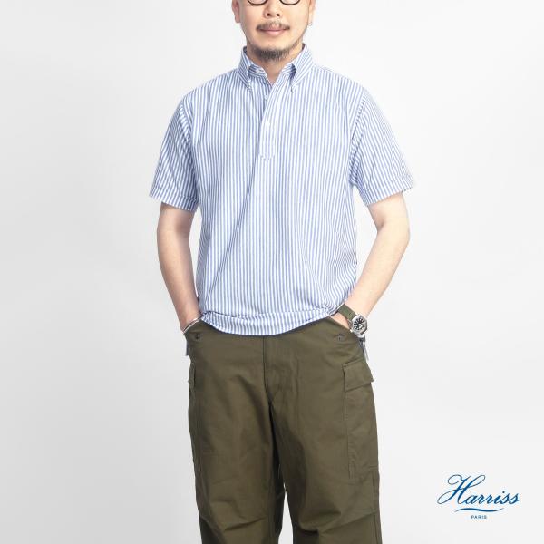 【セール価格】ハリス Harriss ロンドンストライプ ボタンダウンポロシャツ 日本製 メンズ