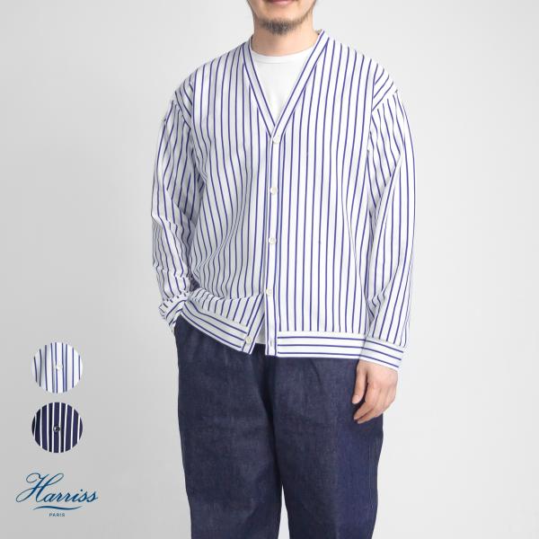 【セール価格】ハリス Harriss スーピマポンチ ストライプカーディガン 日本製 メンズ