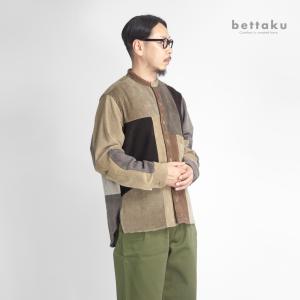 【セール価格】ベッタク Bettaku 2nd existence リメイク パッチワーク コーデュロイ バンドカラーシャツ 日本製 メンズ｜marcarrows