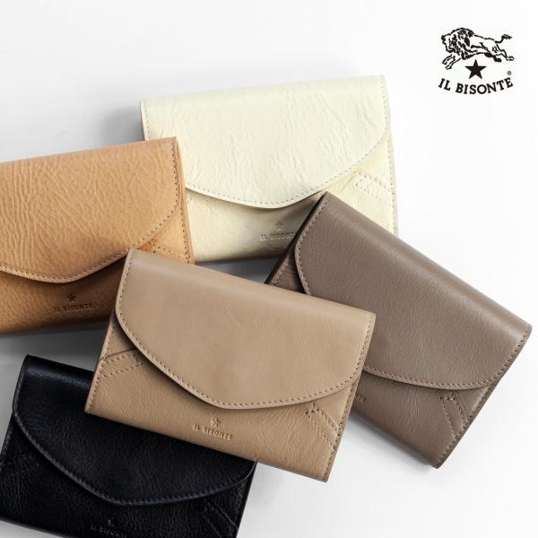 イルビゾンテ IL BISONTE フラップ コンパクト ウォレット 三つ折り財布 レザー メンズ ...