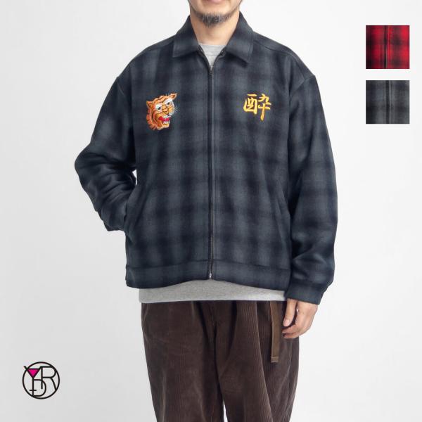 ヨイドレ YOIDORE スーベニア 刺繍 オンブレチェック ジップアップジャケット メンズ