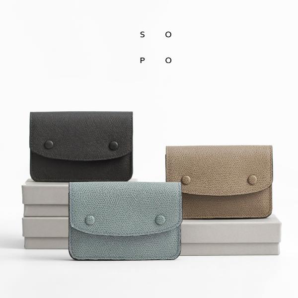 ソポ SOPO 型押しカーフレザー トラッカーウォレット ミニ財布 二つ折 本革 日本製