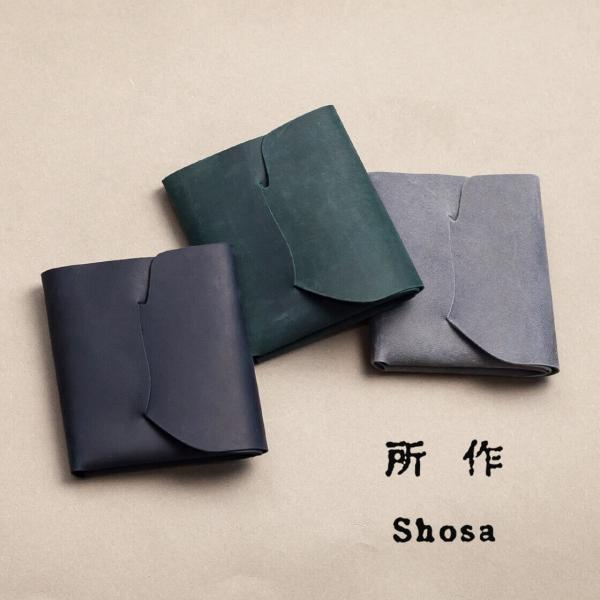 所作 shosa cp3.5 オイルヌバック 三つ折り財布 コンパクトウォレット 本革 レザー 日本...