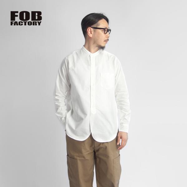 FOBファクトリー FOB FACTORY オックスフォード バンドカラーシャツ 日本製 メンズ