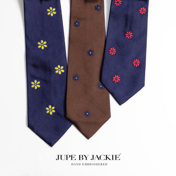 ジュップバイジャッキー JUPE BY JACKIE 手刺繍 ネクタイ シルク100％ 柄 花柄 ド...